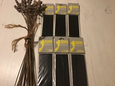 50 Packungen Tootal Polyester Handwerk Satinband (je 13 mm x 2,5 Meter). Schwarz.