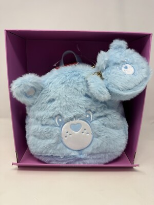 Care Bear Plush 2pc Backpack blue Set NIB includes small change purse VHTF new
