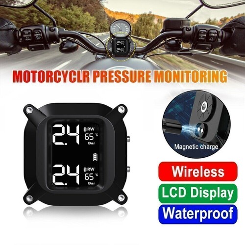 Wireless Motorcycle TPMS Tire Tyre Pressure Monitor System W/ 2 External Sensors - Picture 3 of 11