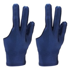 2 Pcs Three Fingers Pool Gloves, Billiards Left Hand Cue Sport Gloves, Blue