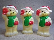 3 Vtg General Foam Plastic Light Topper Lot Teddy Bear Christmas Decor Blow Mold