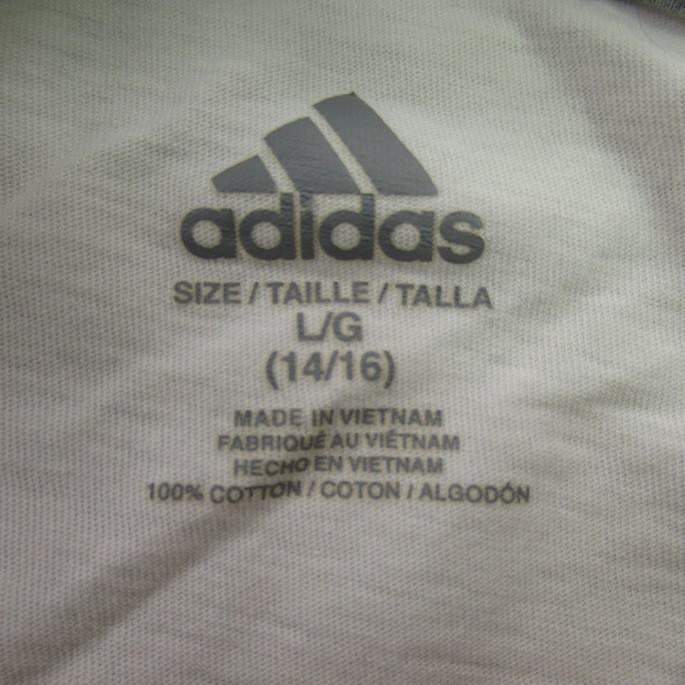 Camisa Adidas Niños Grande Manga Corta Informal Cuello Redondo Ligera Blanca Foto 4 de 4