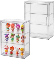 Clear PET Display Case with Magnetic Door, 3‑Tier Acrylic Organizer Box, Stackab