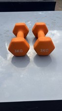 3kg Orange Hexagonal Dumbbells Pair