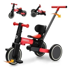  5-in-1 Tricycle for Toddlers 18 Months to 5 Years, Kids Bike with Upgraded Red