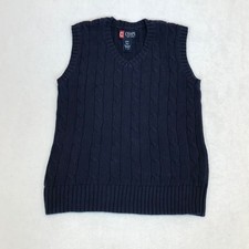 Chaps Cotton Cable Knit Navy Blue Sweater Vest Small