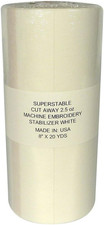 Cut Away Embroidery Stabilizer 8x20 Yard Roll Medium Weight 2.5oz Backing