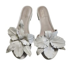 Cecelia New York Womens Lila Sandals Size 8.5 White Leather Slip On Bridal