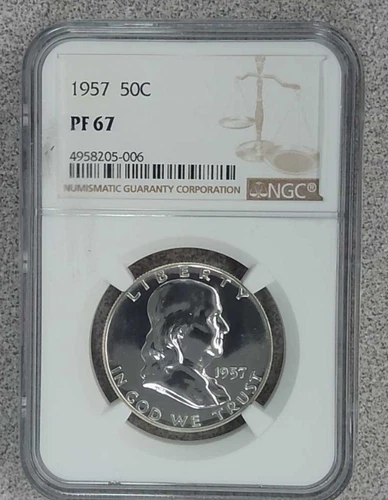 1957 Proof 90% Franklin Half Dollar NGC PF67 PR67 (006)