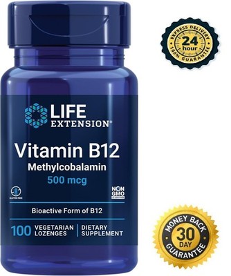 Life Extension Vitamin B12 Methylcobalamin 500mcg - Vitamin B12 Supplement for G
