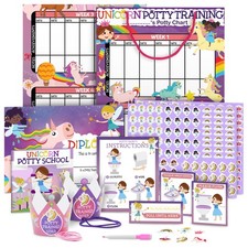 Potty Training Chart Toddlers Girls Unicorn Design Sticker 4 Week Reward, 213