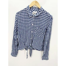 Rails Womens Blue Linen Gingham Button Down Shirt Size M Picnic Summer Spring