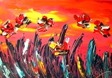 IMPRESSIONIST FLOWERS   Abstract Modern CANVAS Original Oil Painting t79u947