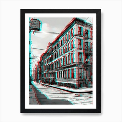 Street Scene In 3d Art Print Framed Wall Art Poster Canvas Print Picture