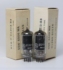 6AU6 6AU6W 6136 NOS G.E. JET-BLACK-PLATE MATCHED-PAIR TUBES 1954 NIB U.S.A. NAVY