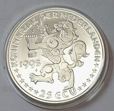 Netherlands 25 ECU = Euro 1995 Silver 925 Proof Ø38mm 25g Queen Wilhelmina Lion 85.02 per troy oz