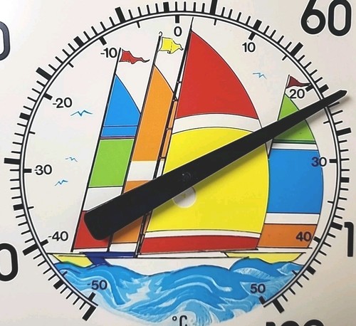 Vintage Springfield Sailboat Wall Thermometer 12" Missing Plastic Dome Cover - Picture 3 of 6