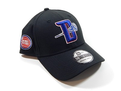 Detroit Pistons D Logo New Era 39Thirty Hut Kappe Schwarz flexfit Größe M/L