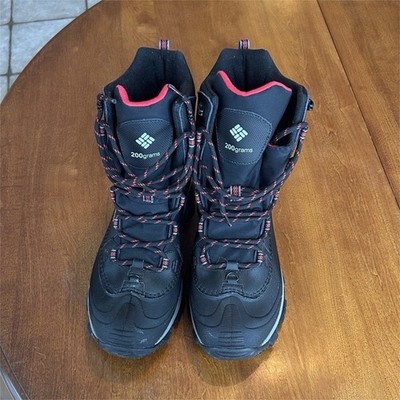 Columbia Men's Waterproof Hiking Boots Omni-Grip Black/Red Size 9.5
