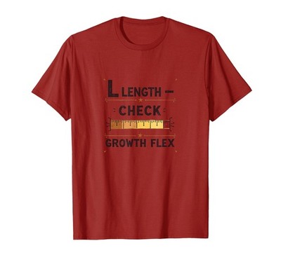 Length Check Growth Flex Hair Progress Design T-Shirt, Men, Cranberry Red, X-...