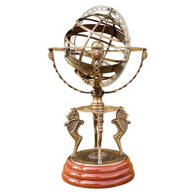 Designer  18'' Armillary Celestial Sphere Globe with Compass W/ Wooden Base Gift