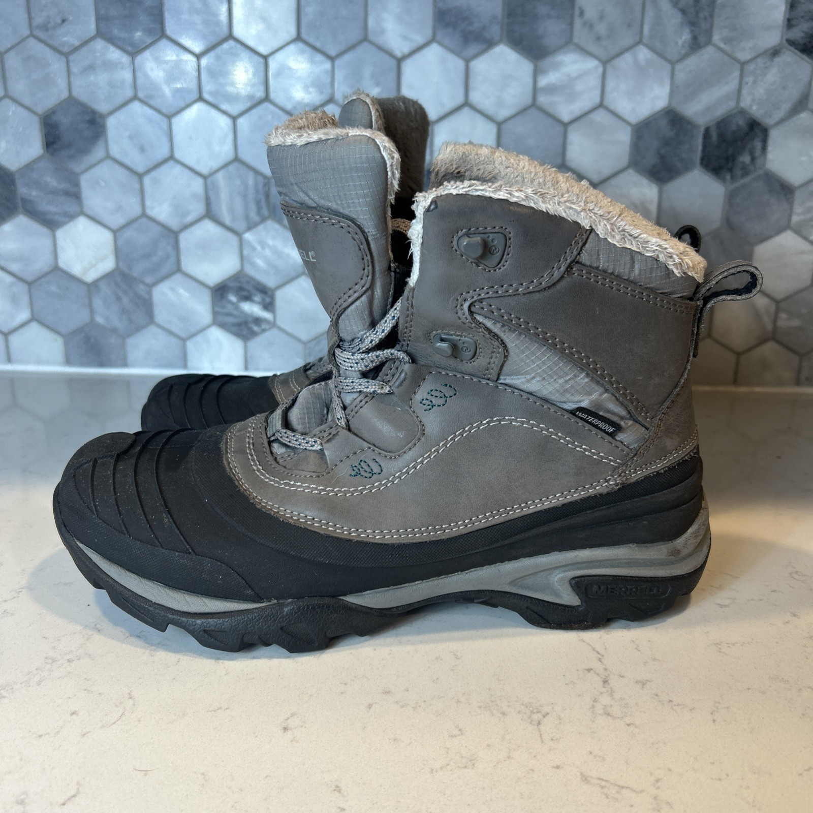 Stivali da neve Merrell Snowbound impermeabili OptiWarm antracite donna taglia 8 5 J55622