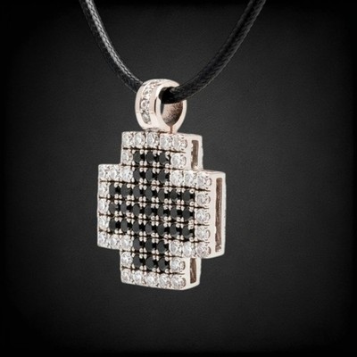 Gavello Kreuzanhänger schwarz & weiß Diamant 18 Karat Gold