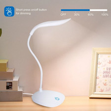 USB LED Desk Light Dimmable Bedside Reading Lamp Rechargeable Touch Control  /