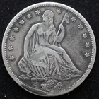 KAPPYSCOINS GH822 18-6S SEATED LIBERTY WITH MOTTO FINE PLUGGED S MINT MARK
