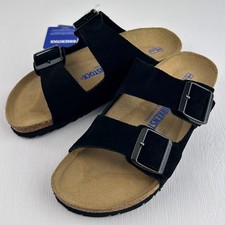 Birkenstock Arizona Black Soft Footbed Suede Leather Women's Sandals shoes 6-12