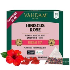 VAHDAM, Hibiscus Rose Tea Bags - 100% Whole 100 Count (Pack of 1)