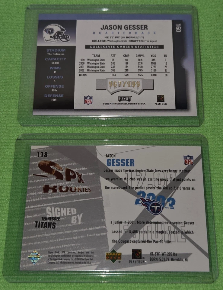 2003 Contenders Season Ticket Rookie AUTO /999 + UD SPX RC /1500 JASON GESSER! - Image 4 of 4