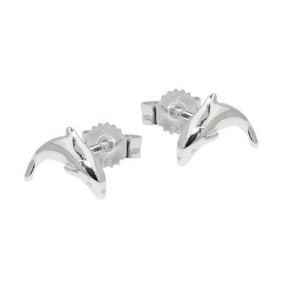 Ohrstecker Ohrring 10mm springender Delfin glänzend Silber 925 | Gallay