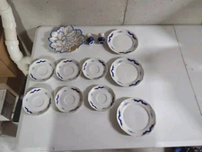 Mitterteich Bavaria China Medium & Small Plate Set W/ KPM Gold Leaf Plate & Cups