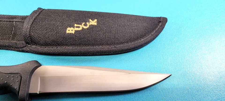Buck Model 650 Knife Nighthawk Fighting Hunting Blade + Sheath & Box c. 1995 - Image 2 of 4