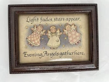 Babbling Brook Framed J Schiavo Primative Print Angels Gather Quote 1993