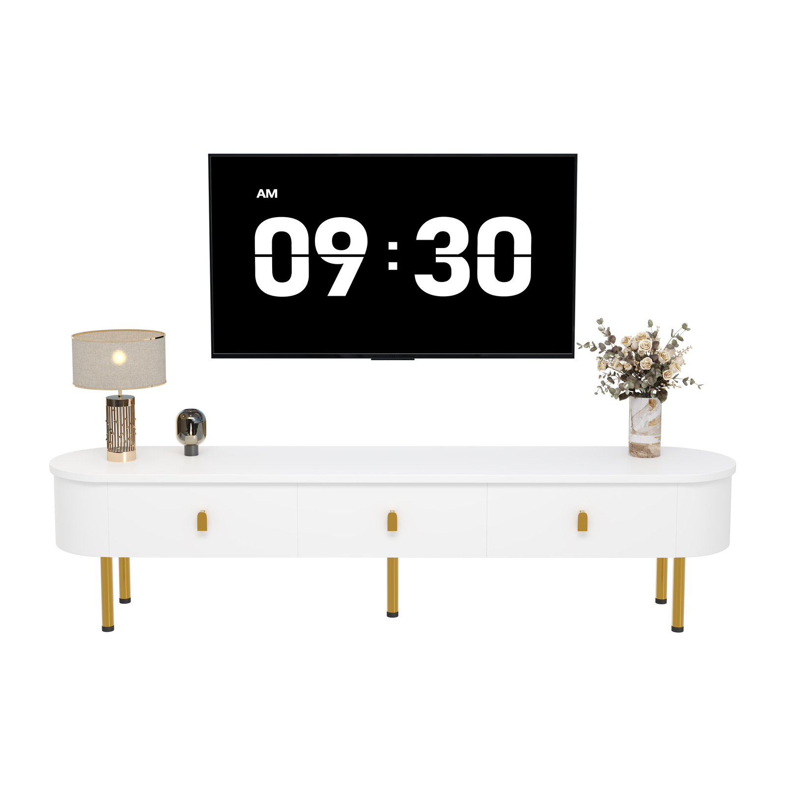 Lowboard TV-Schrank mit 3 Schubladen Fernsehtisch Fernsehschrank Sideboard Weiß