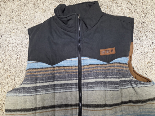 CINCH REVERSIBLE MENS QUILT LINED VEST SOUTHWESRTN STRIPED PRINT SZ S MULTICOLOR - Picture 4 of 17