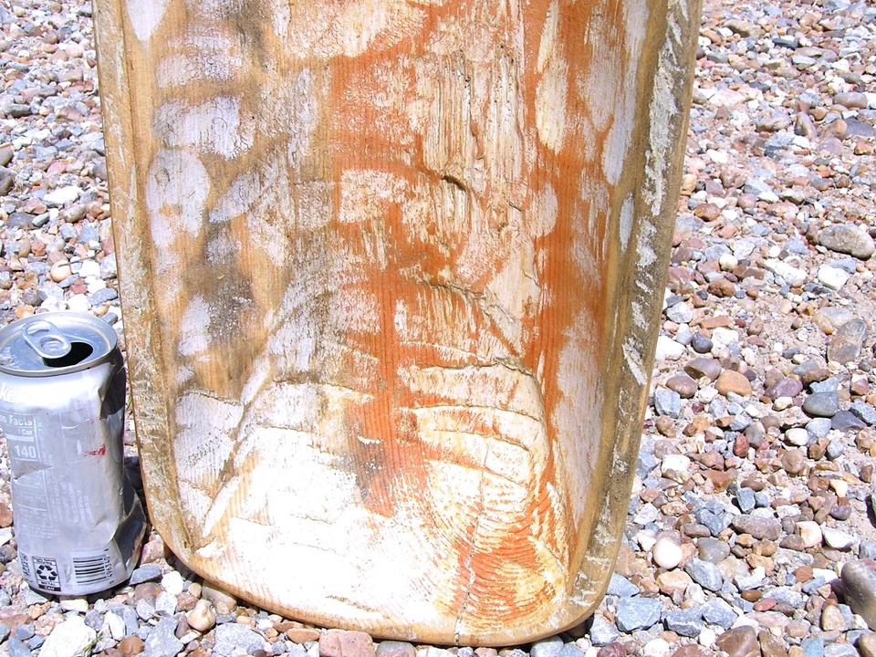 Large Wooden Dough Bowl, Bread Trencher, Table Centerpiece, Distressed Whie 2777 - Image 3 of 4