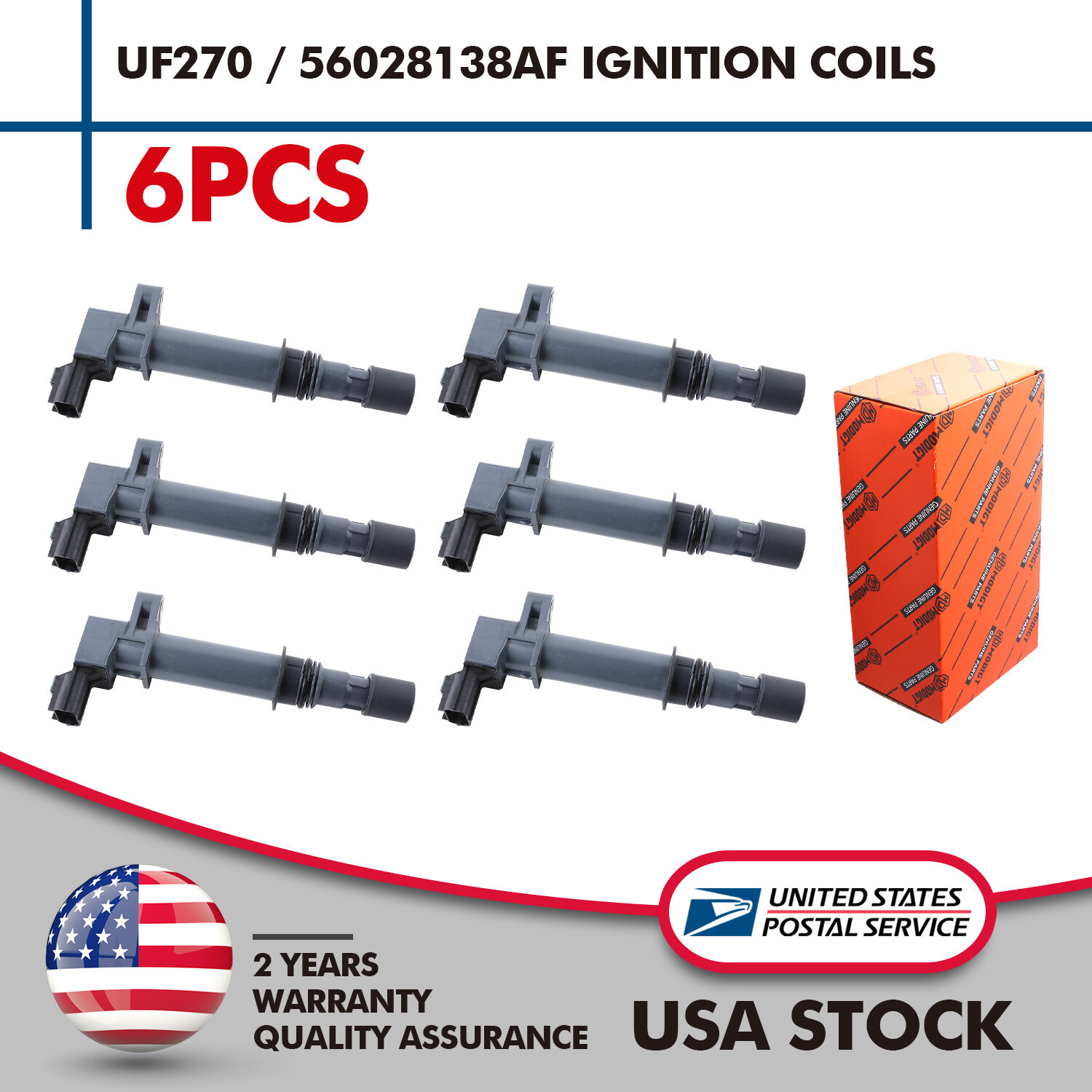 6X High Performance Ignition Coils for Dodge Jeep Mitsubishi 3.7L 4.7L V6 V8 Engines