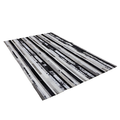 New Brazilian Black & White Striped Cowhide Rug Patchwork Size 5x8 feet