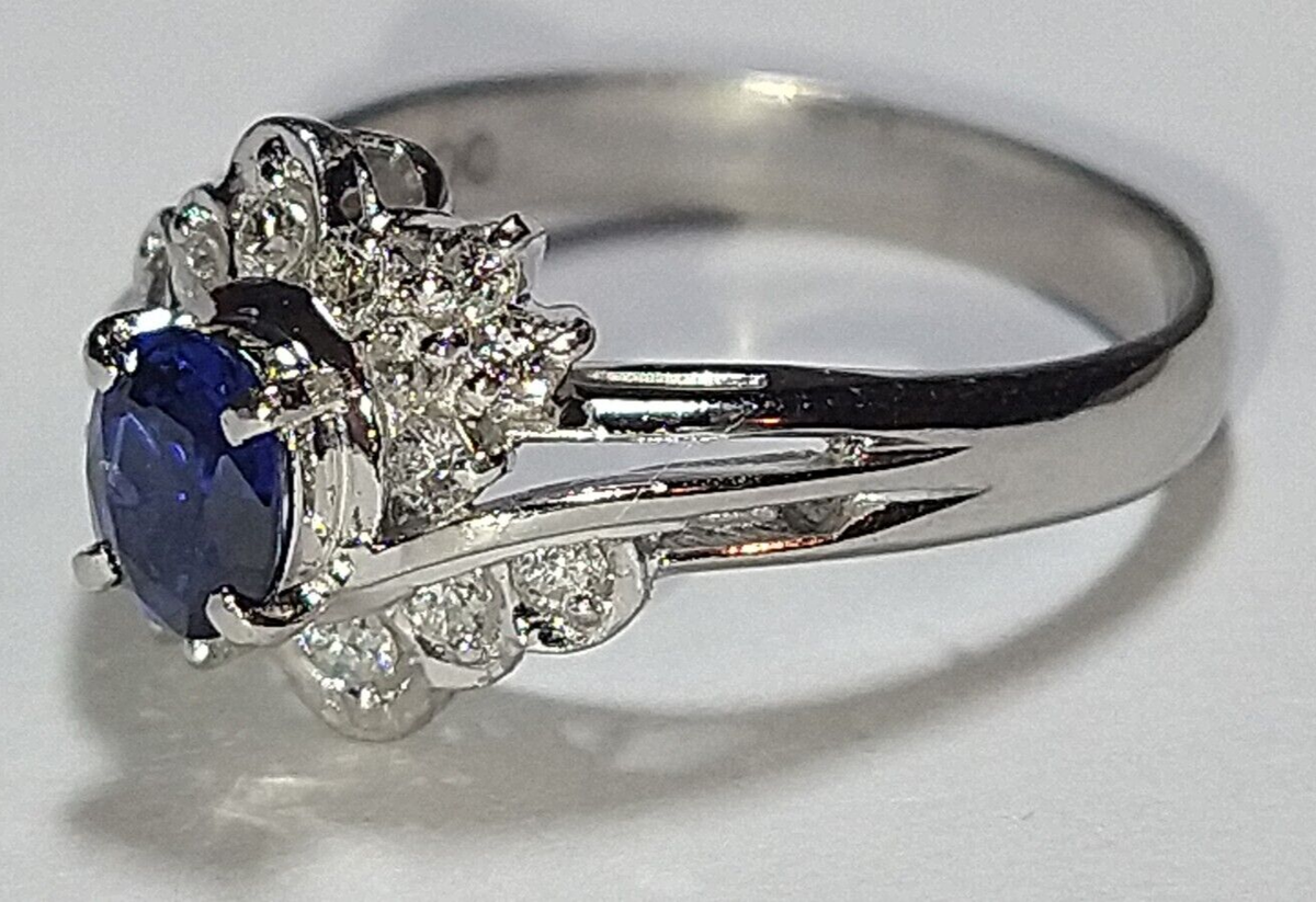 Solid platinum 0.58 carat natural sapphire diamond ring 3.97 Solid platinum 0.58 carat natural sapphire diamond ring 3.97