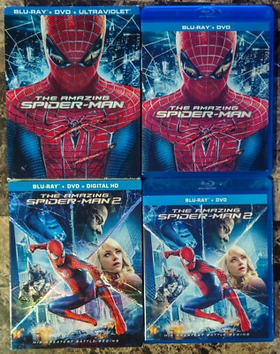 The Amazing Spider-Man 1 & 2 Blu-ray + DVD Lot 5-Disc Set w Embossed Slipcover