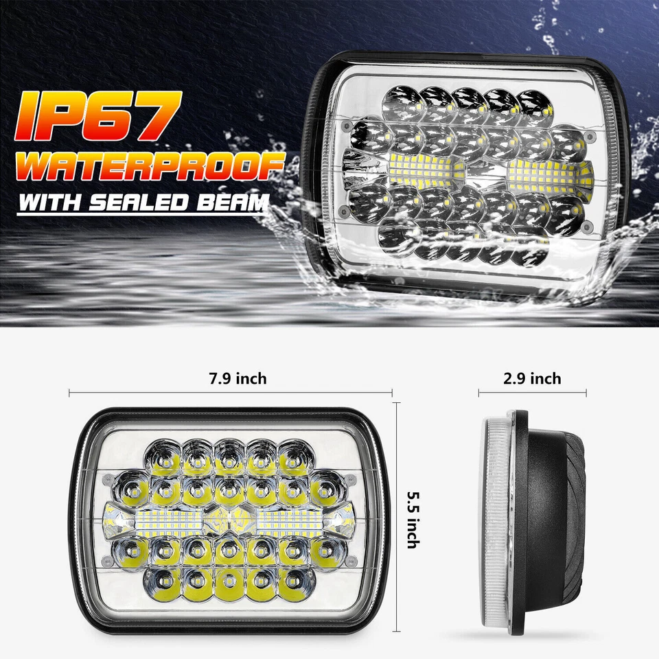 Faros LED proyectores haz alto/bajo Fit Jeep J10 J20 Pickup 1974-1988 5x7 7x6" Foto 3 de 4