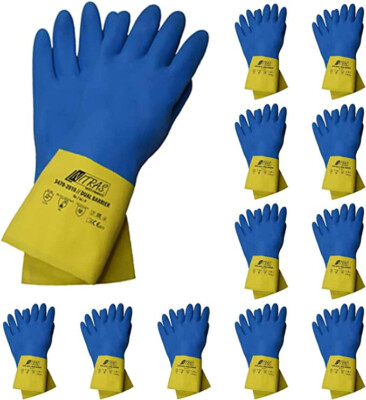 NITRAS 3470 Dual Barrier Chemikalien Schutzhandschuhe blau/gelb  12 Paar Gr 9-XL