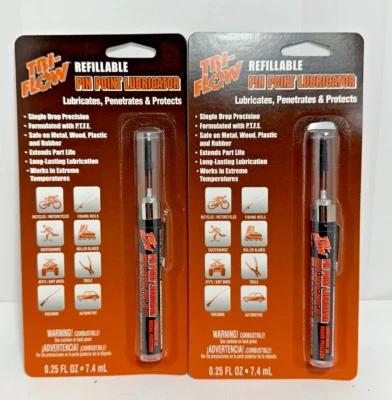(Lot of 2) Tri-Flow Refillable Pint Point Lubricator 0.25 fl oz 7.4 mL each