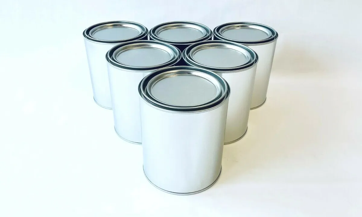 Set of 6x 1 Pint Empty Metal paint cans with lids Automotive Paint  Container
