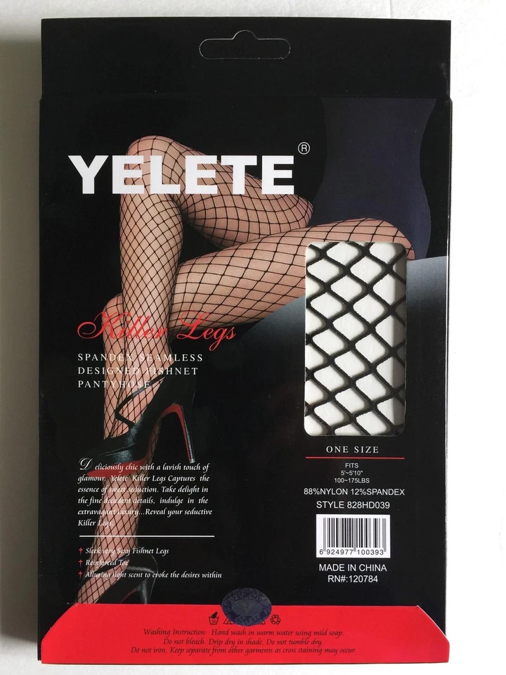 Pantimedias Killer Legs Fishnet sin costuras negras red de valla grande 828HD039 Foto 2 de 4