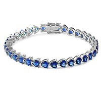 Blue Sapphire Hearts .925 Sterling Silver Bracelet 7.25 on sale Blue Sapphire Hearts .925 Sterling Silver Bracelet 7.25 on sale