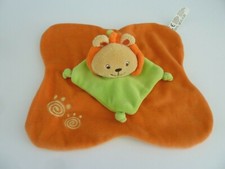 *. DOUDOU PLAT LOGITOYS LION LAPIN ORANGE VERT ORANGE SPIRALE GRELOT  TTBE